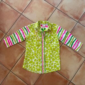 Gretchen Scott Designs Shirt Womens XXS Abstract Button Up Fun Print Blouse Top